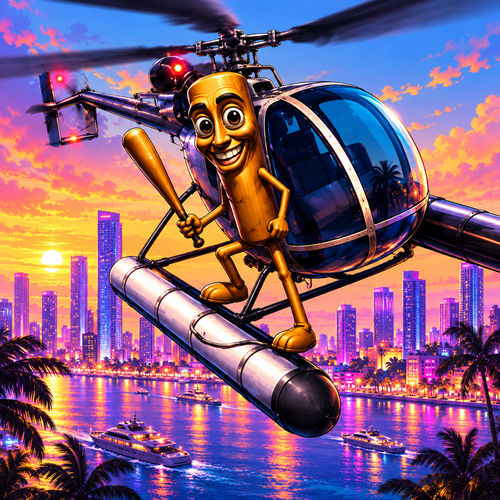 Helicopter escape over the neon city