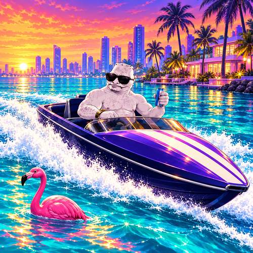 Speedboat cutting across the waterfront
